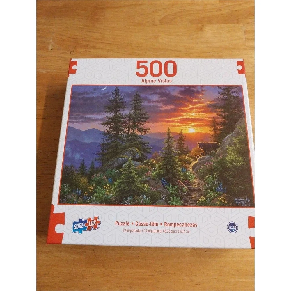 Puzzle 500 Pieces Alpine Vistas Sure-Lox 04822 Landscape Mountains Trees Flowers